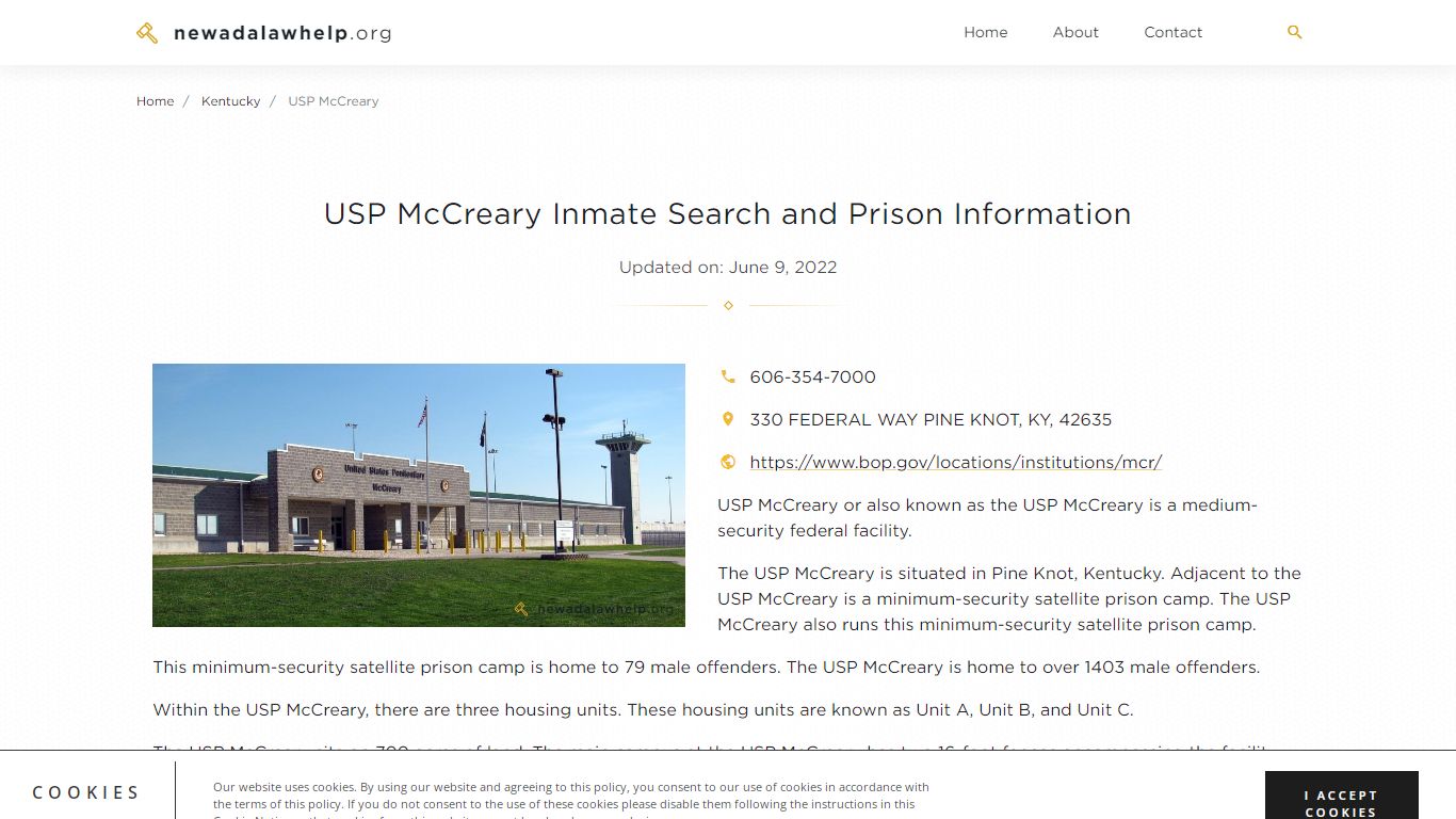 USP McCreary Inmate Search, Visitation, Phone no ...